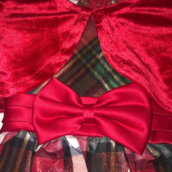 Plaid Holiday toddler dress with red bolero jacket - Picture 2 of 6